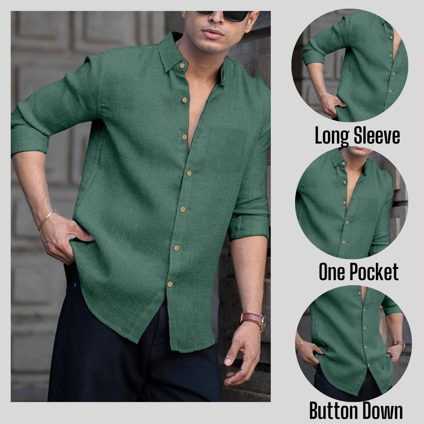 RAIZAX Men Linen Cotton Full Sleeve Shirt for Man