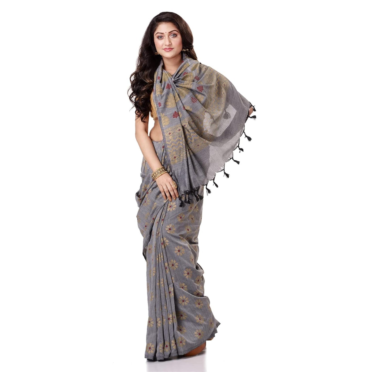 Women`sl Tant Work Design Soft Saree With Blouse Piece
