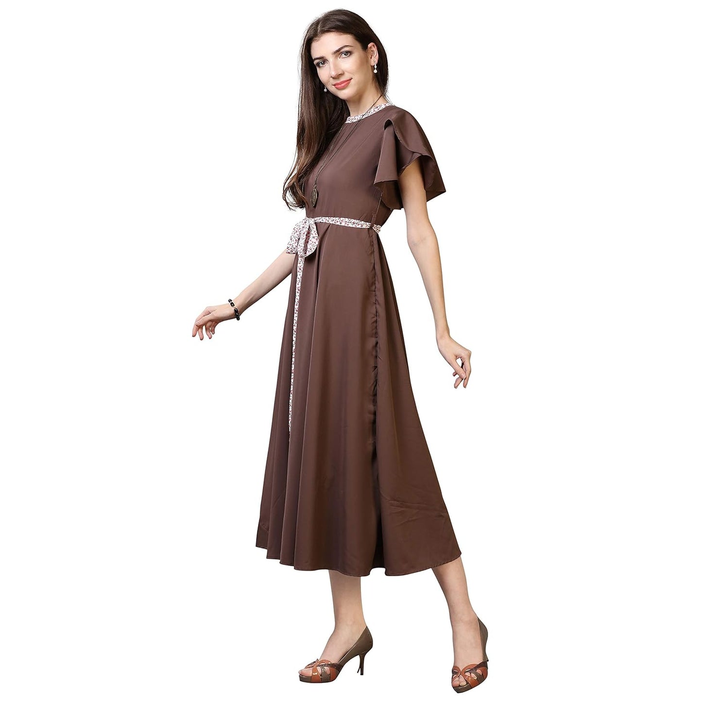OOMPH! Women's Crepe A-Line Maxi Dress
