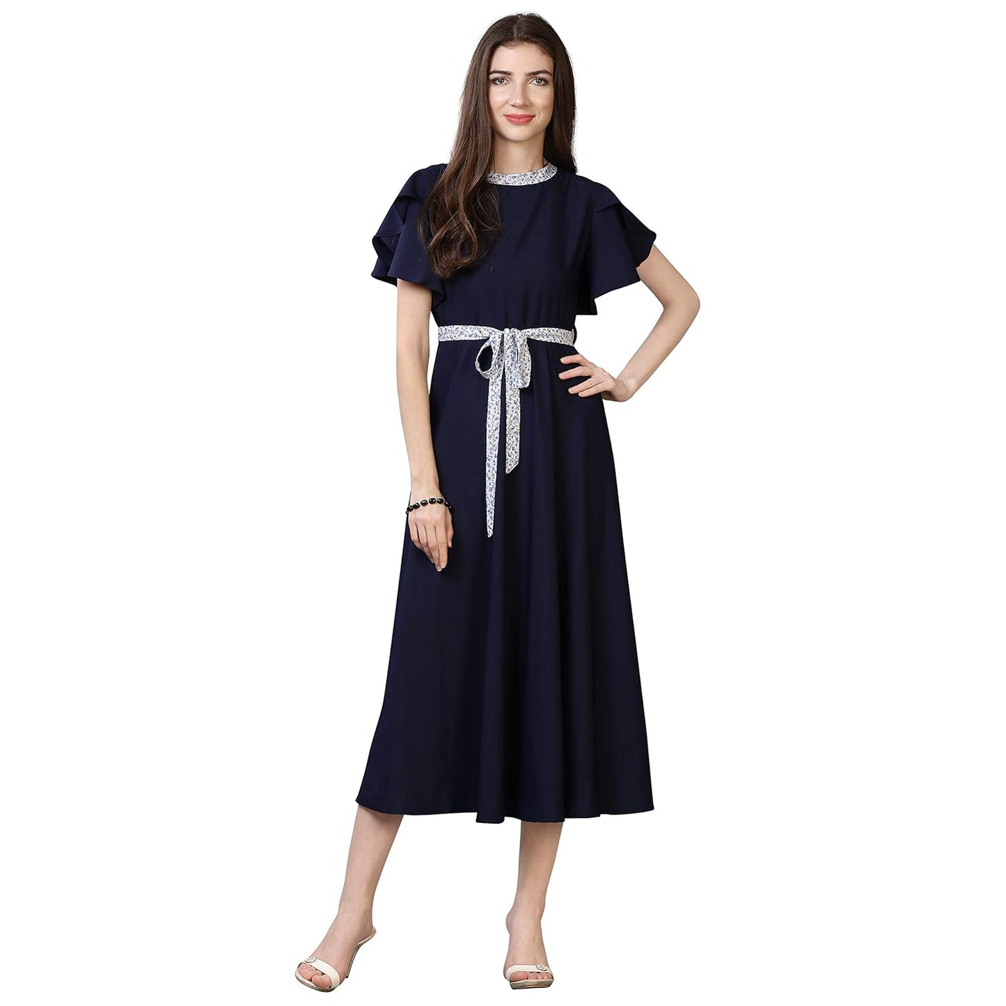 OOMPH! Women's Crepe A-Line Maxi Dress