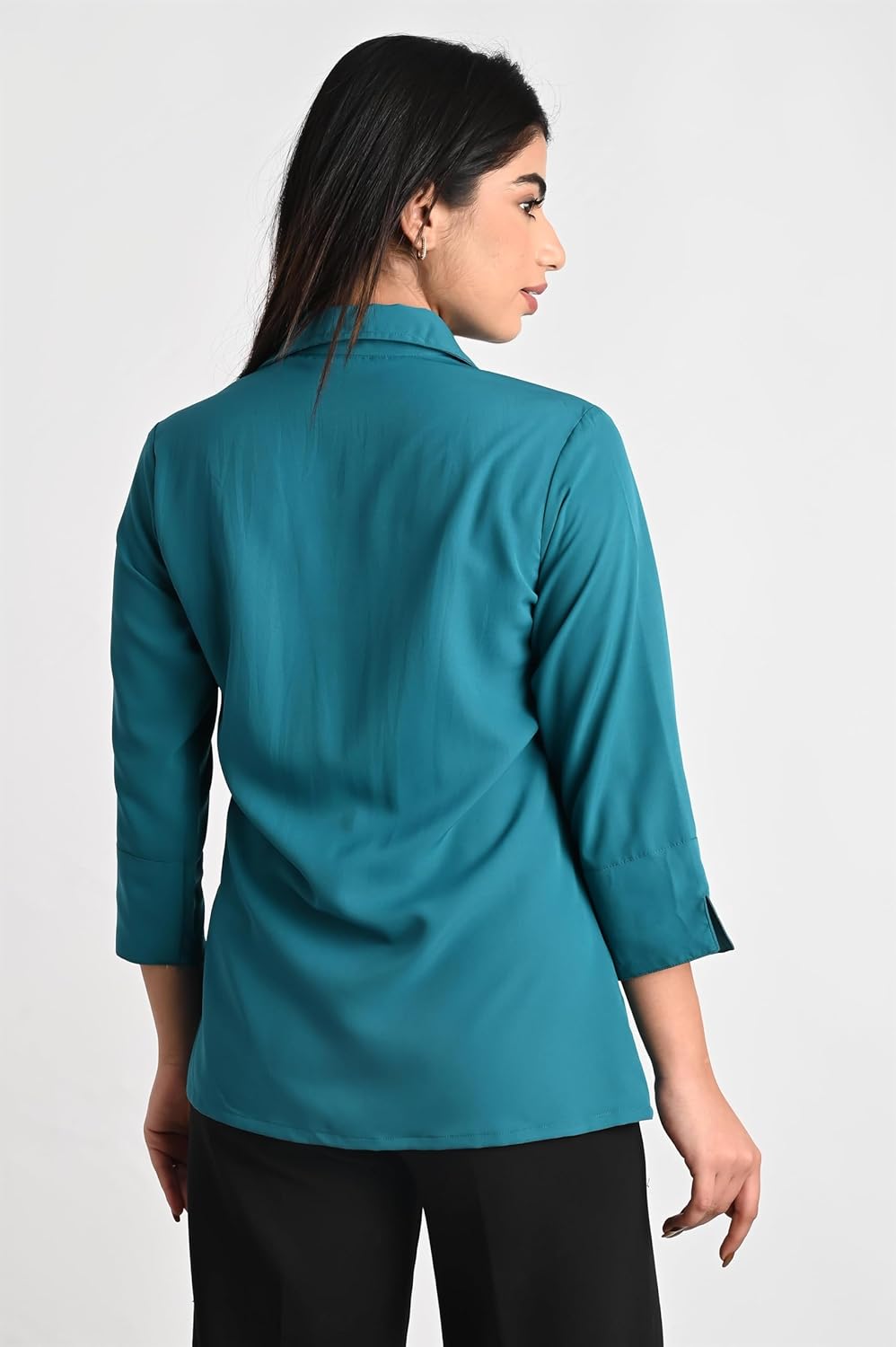 GM SARA Women's Polyester Stylish Regular Fit Button Down Plain Solid Formal Casual Shirts for Women Office Wear