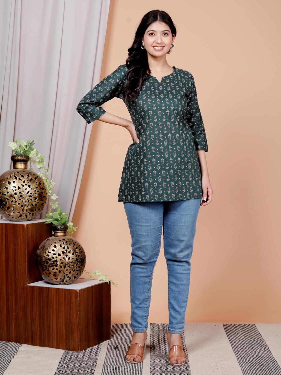 Women's Casual Jaipuri Cotton Printed Short Kurta