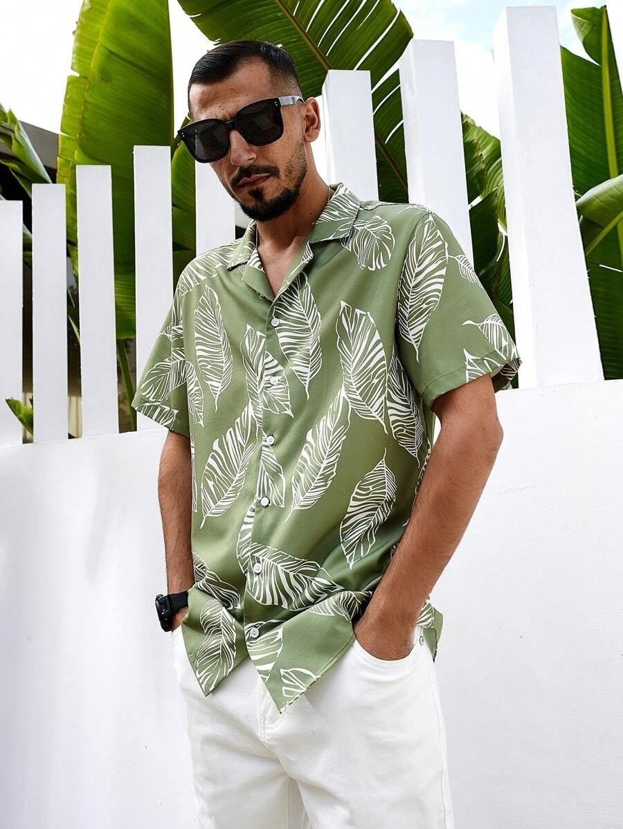 LookMark Men's Print Vibrant Printed Half Sleeve Loose Fit