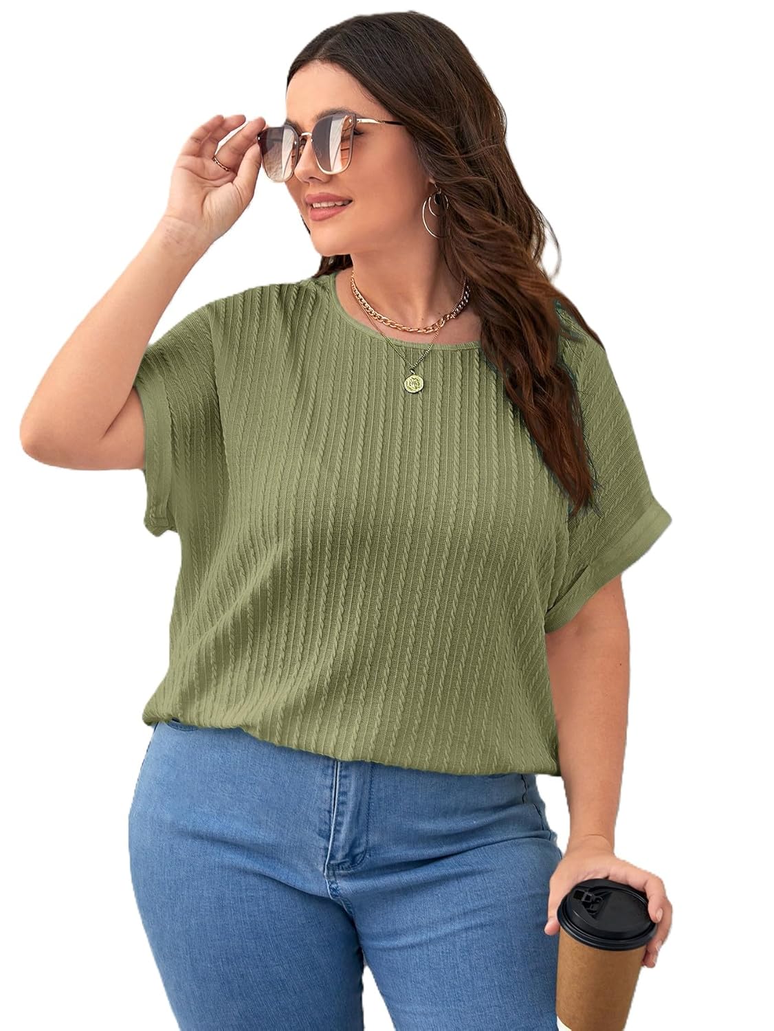 Zilcon Womens Dressy Casual Business Work Tops Summer Half Sleeve Shirts Boat Neck Jacquared Tshirts