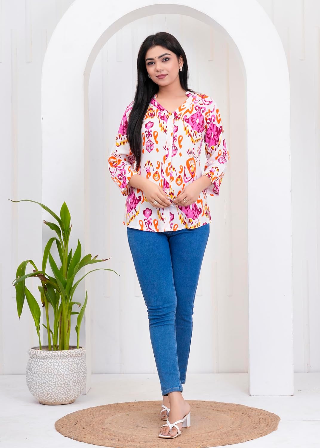Lamenda Fashions Floral Printed Shirt Style Top