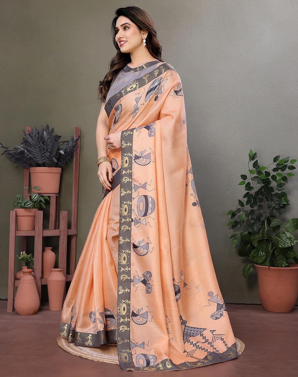 Yashika Women's Printed Kalamkari Art Silk Saree