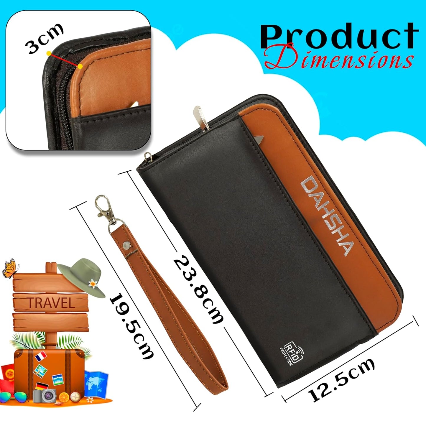 DAHSHA Fabric Travel Family Passport Holder Card