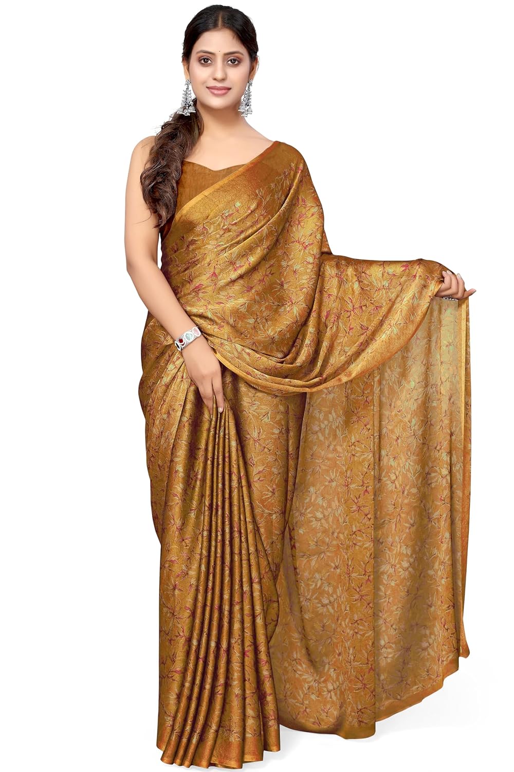 Women's Chiffon Floral Printed Saree with Blouse Piece