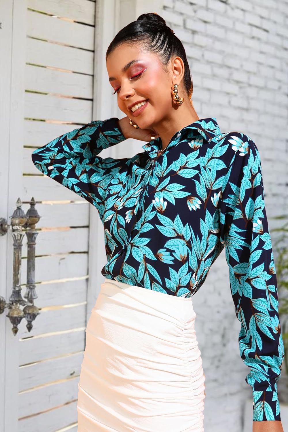 POPWINGS Printed Full-Sleeves Regular-Fit Polyester