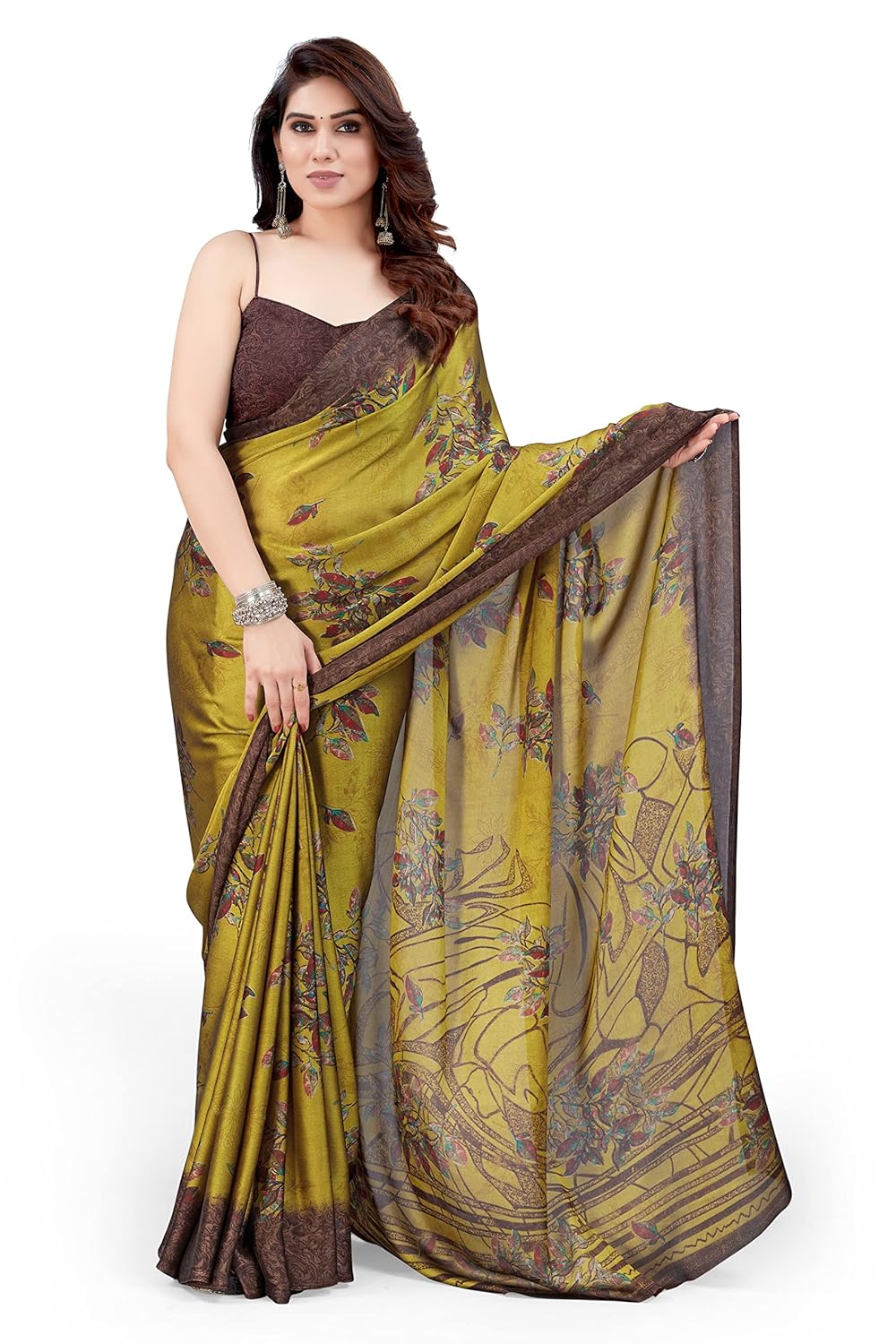 Women's Stylish Chiffon Print Saree with Blouse Piece