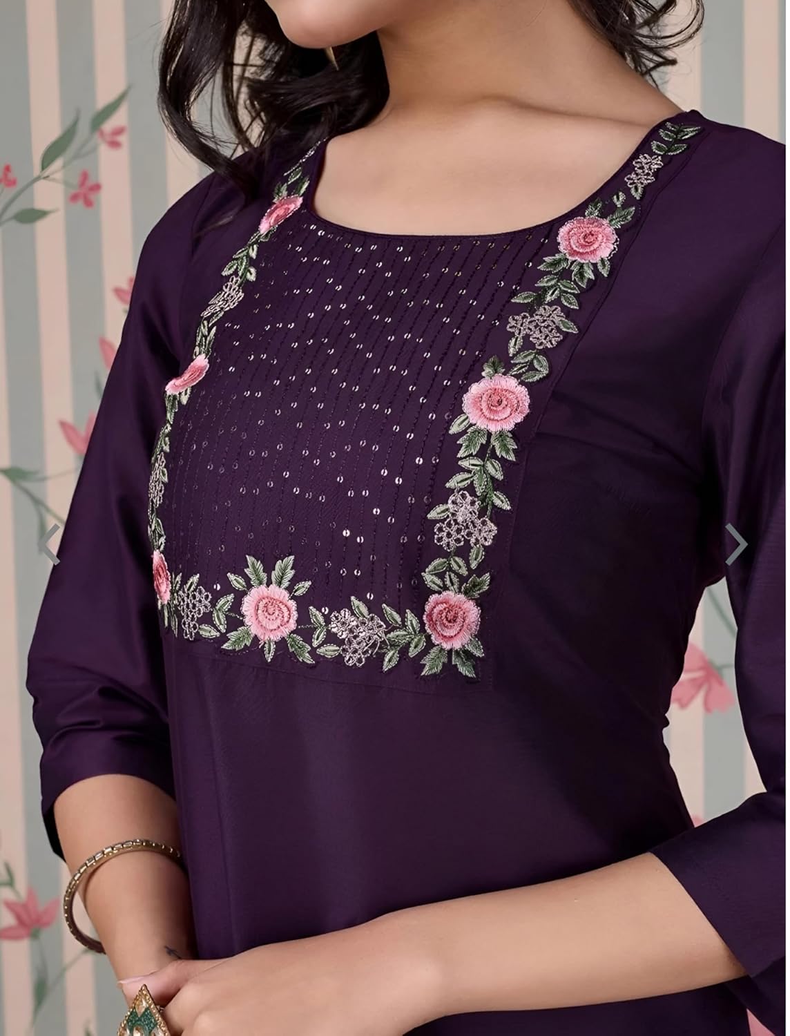 Women's Rayon Solid Plain v Neck Kurta Trouser/Pant Set