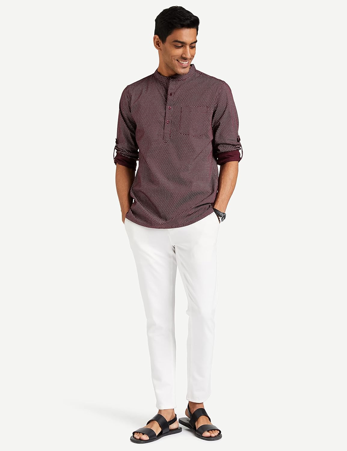 Symbol Men's Cotton Printed Short Kurta