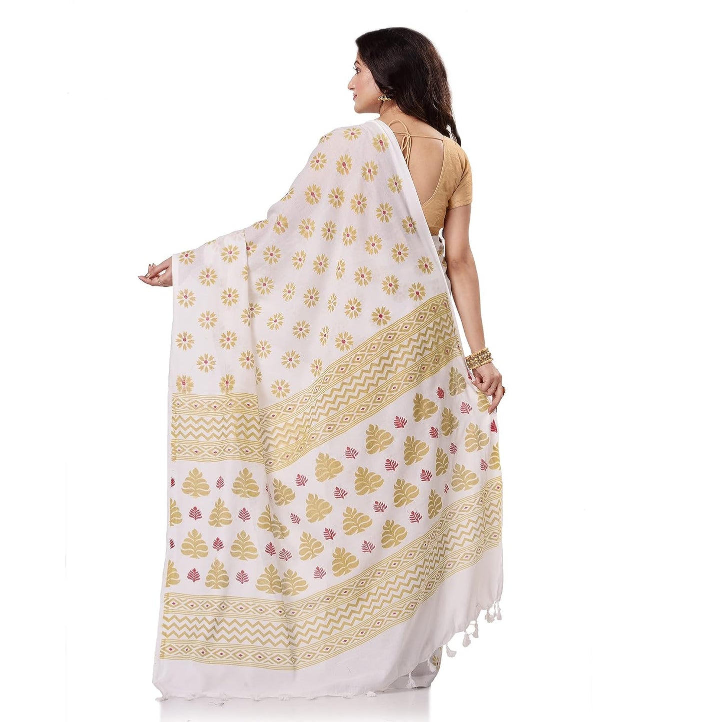 Women`sl Tant Work Design Soft Saree With Blouse Piece