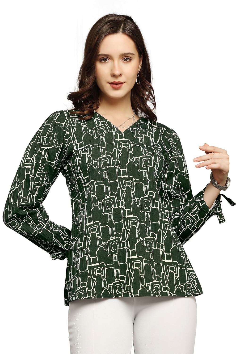 Fashion Dream Woman's Cotton Blend Abstract Printed Regular Fit Top - Casual Stylish Top for Women