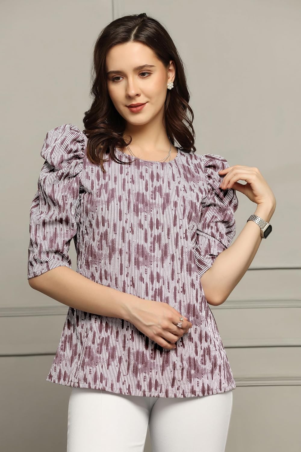 Fashion Dream Woman's Cotton Blend Abstract Printed Regular Fit Top - Casual Stylish Top for Women