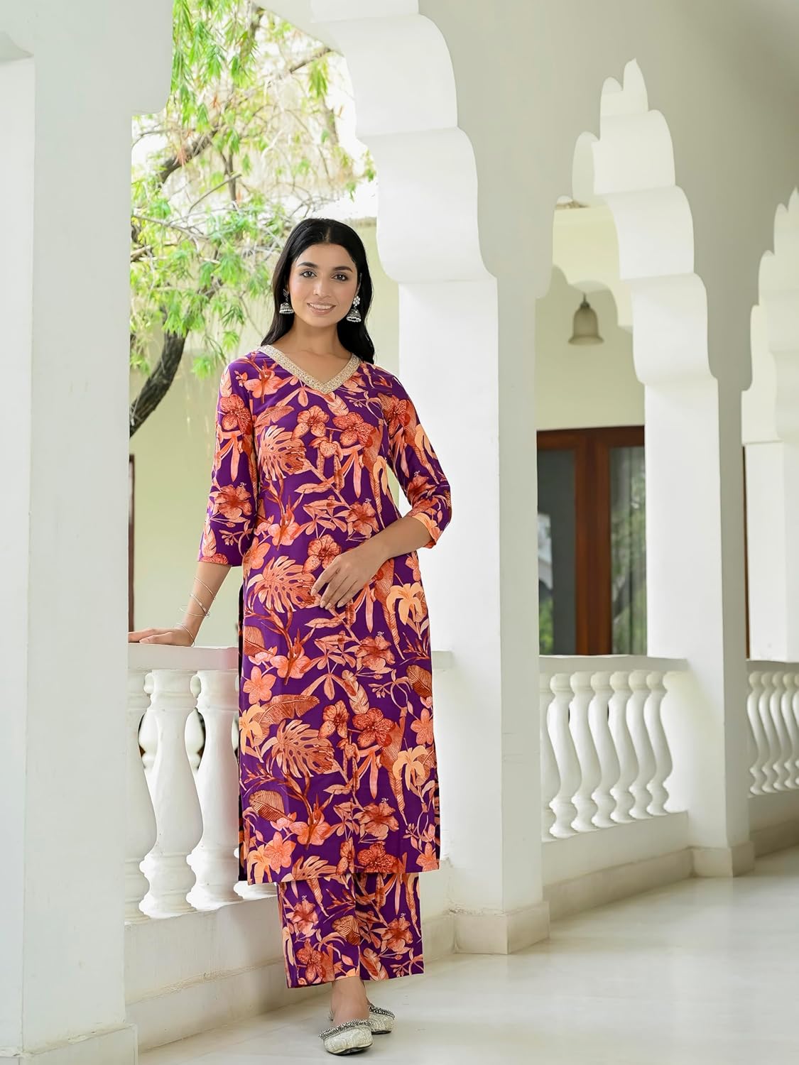 ANNI DESIGNER Women's Rayon Blend Kurta with Palazzo
