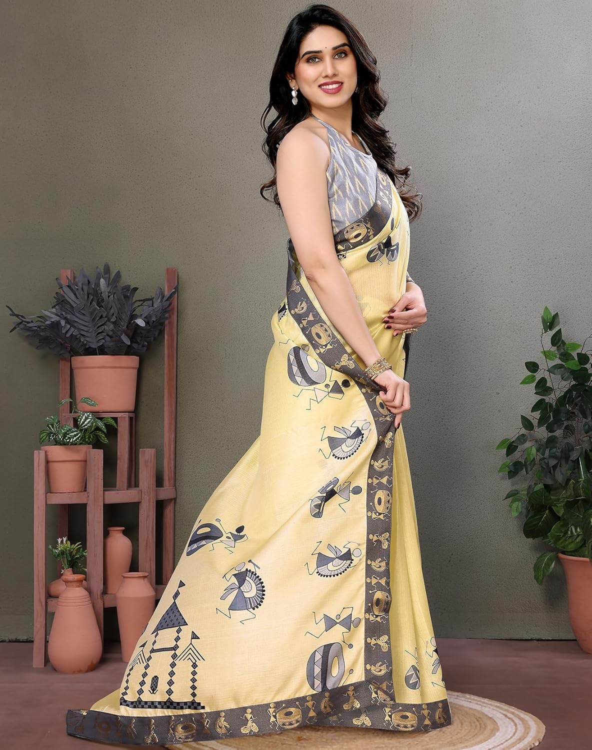 Yashika Women's Printed Kalamkari Art Silk Saree