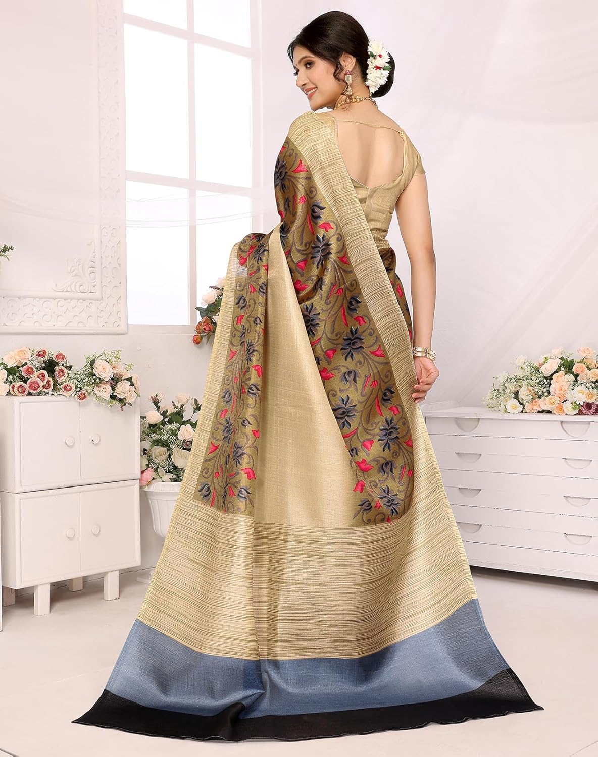 Yashika Women's Printed Art Silk Saree with Blouse