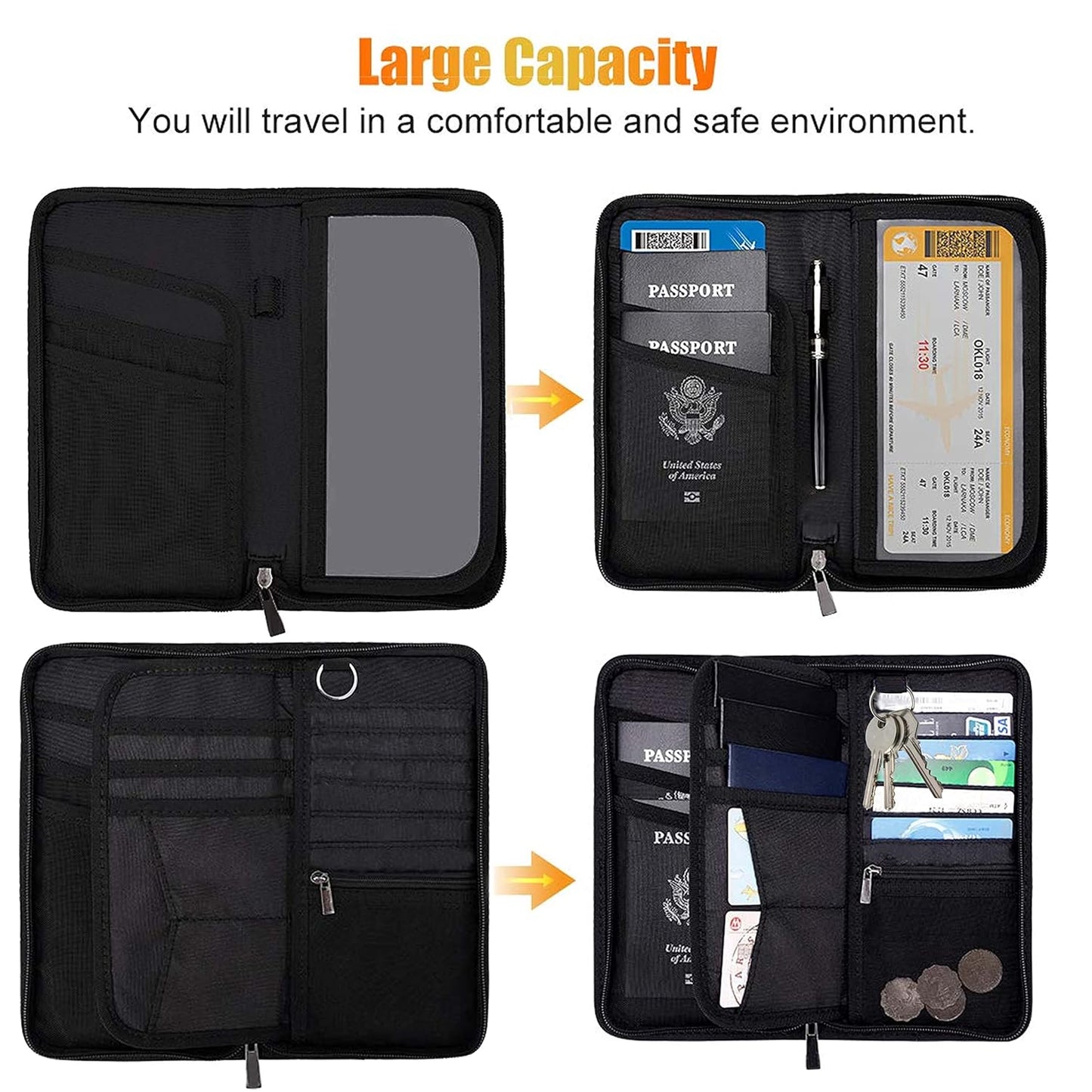 DAHSHA Fabric Travel Family Passport Holder Card