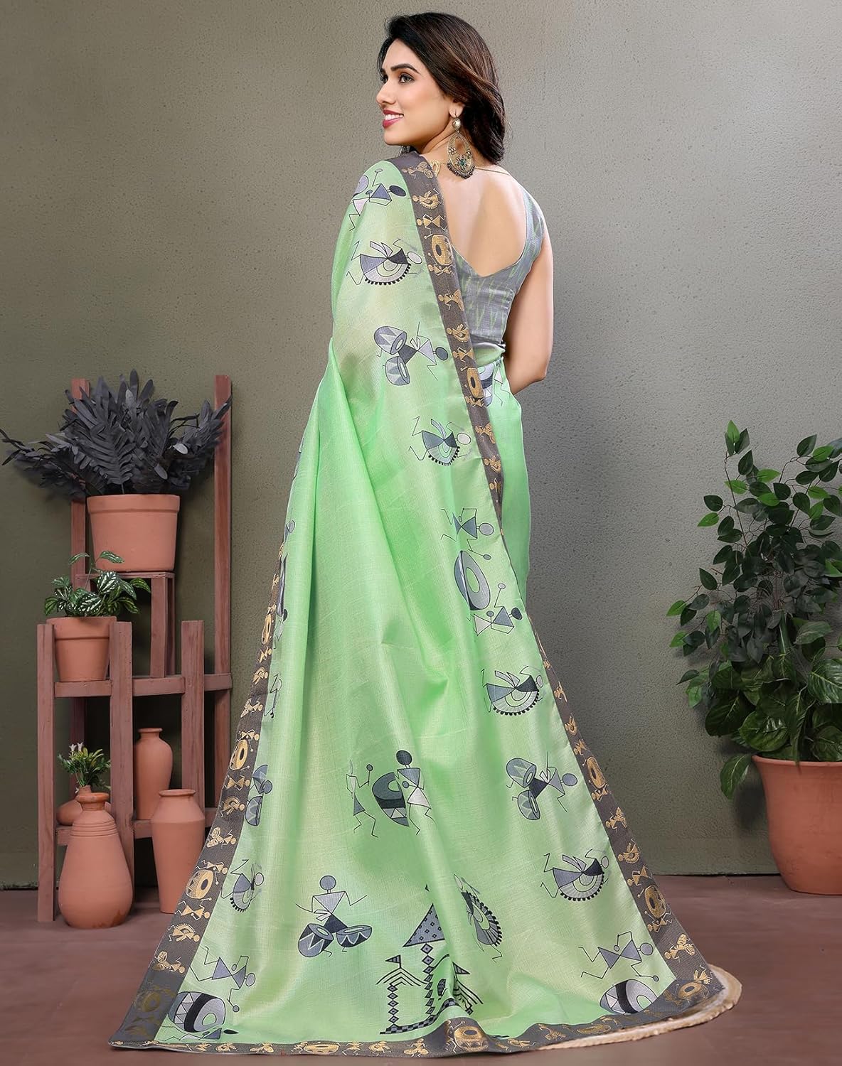 Yashika Women's Printed Kalamkari Art Silk Saree