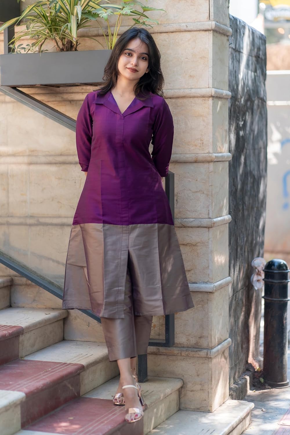 GoSriKi Women's Rayon Viscose A-Line Solid Kurta