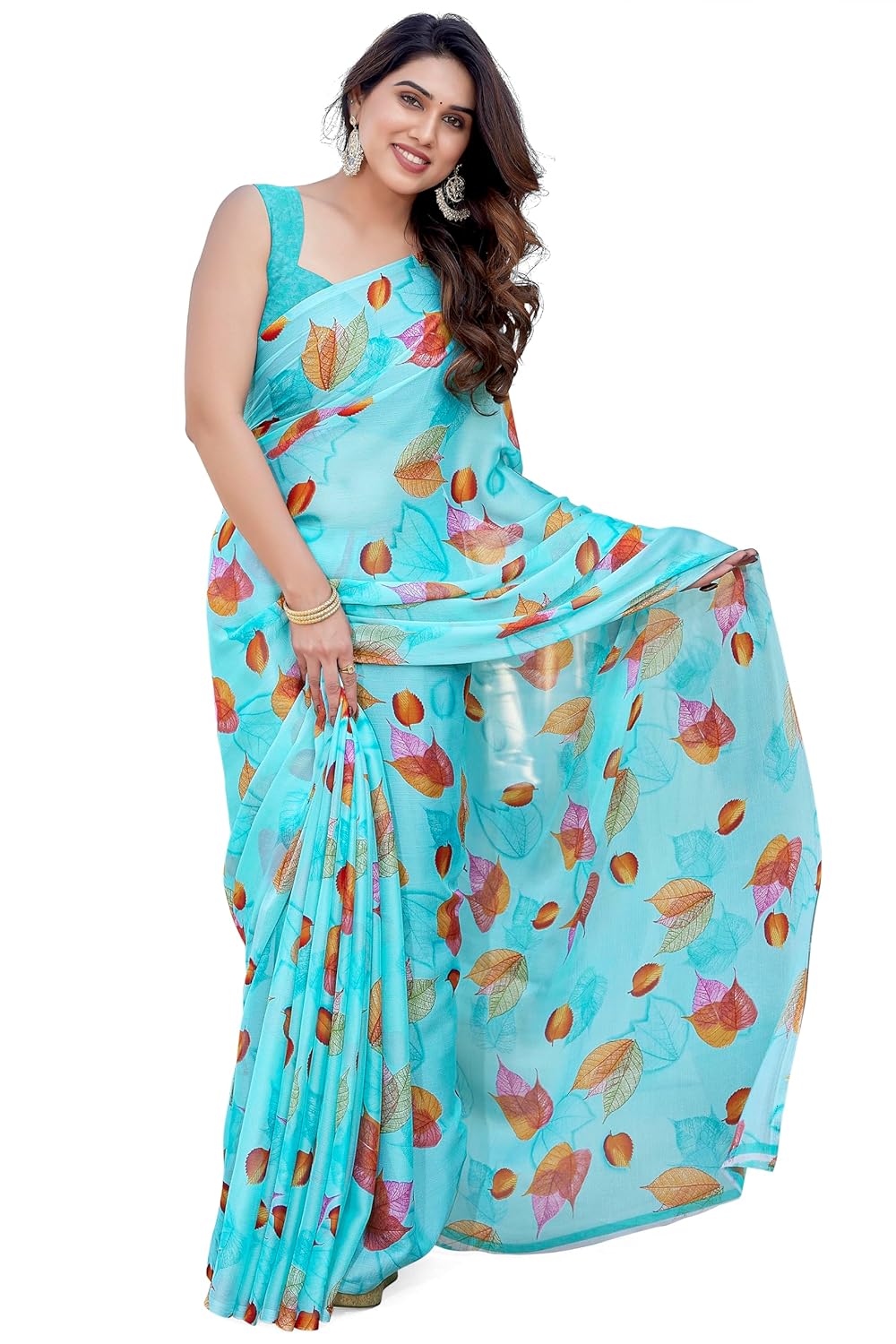 FASHION Floral Printed Saree with Blouse Piece