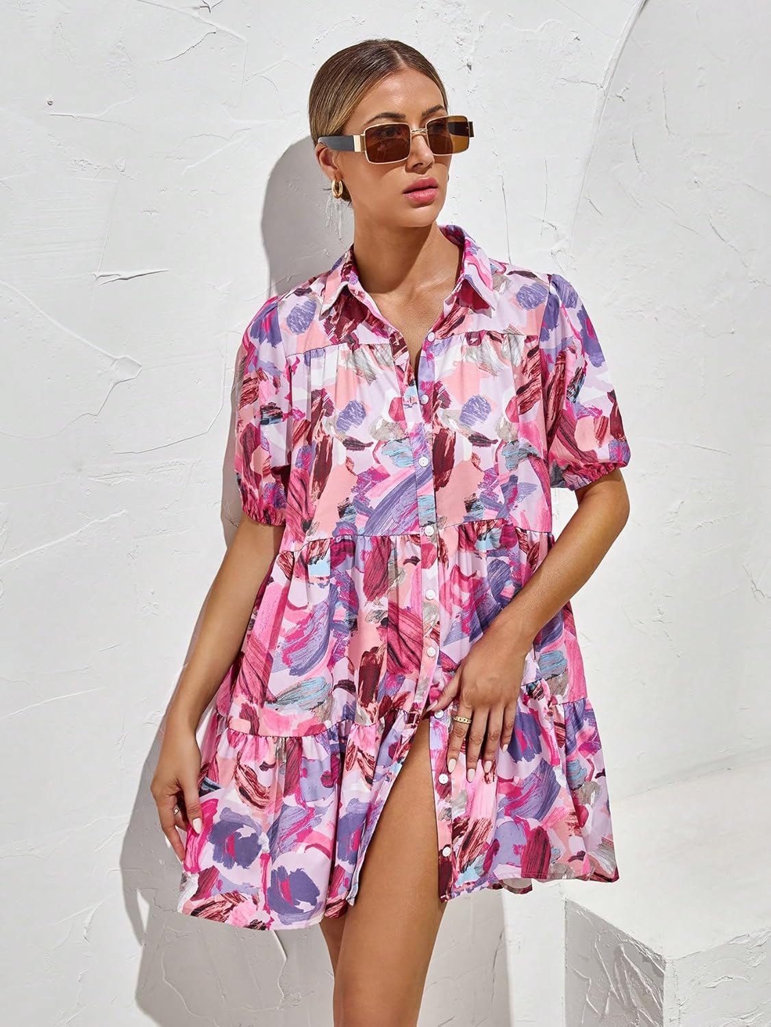 Shasmi Women's Green Flower Print Short Sleeve