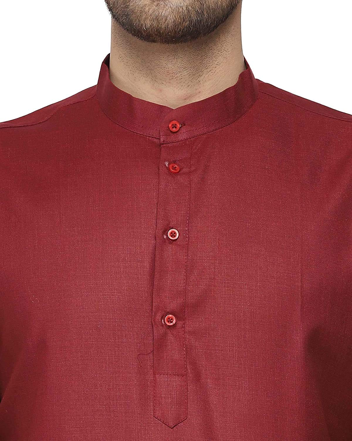 Enmozz Men's Plain Solid Cotton Blend Kurta