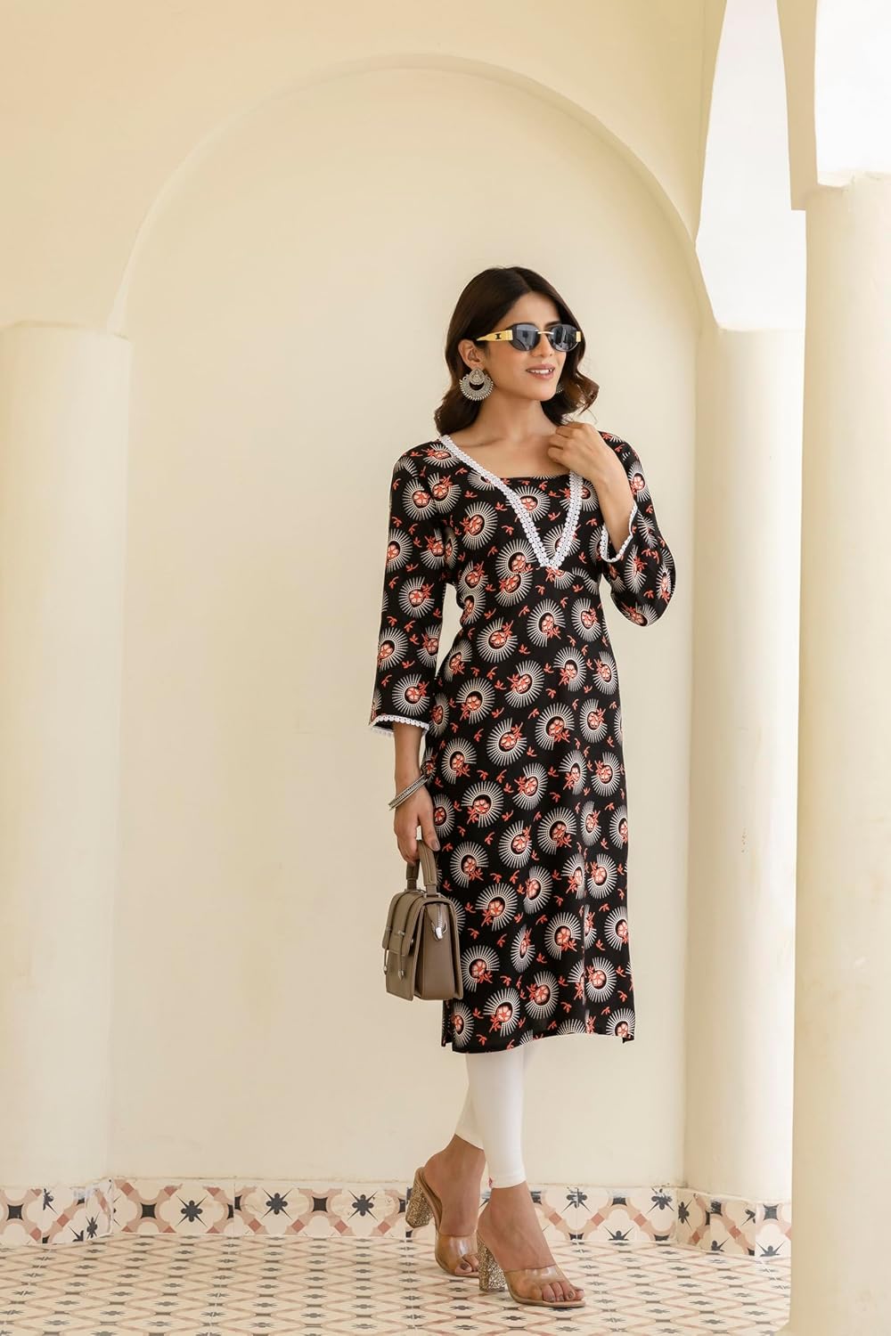 PURSHOTTAM WALA Women Floral Print Gold Printed
