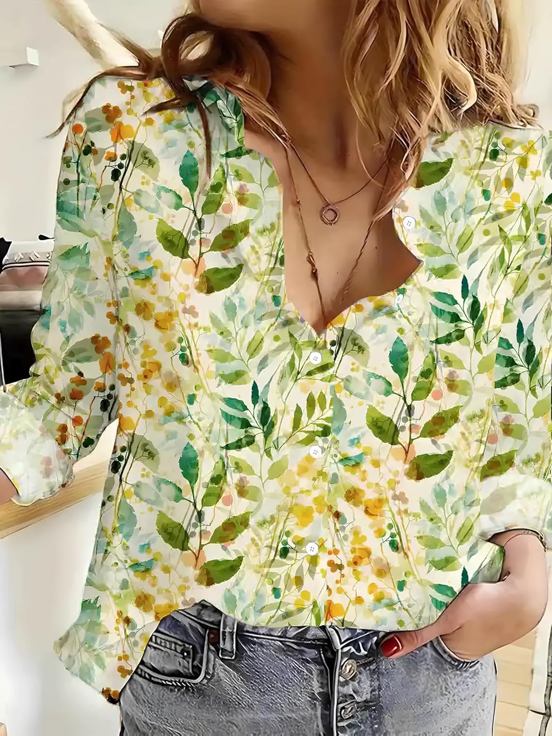 Gufrina Shirt for Women| Long Shirt for Women| Floral Print | Button-Down Western Shirt| Roll-Up Sleeves| Casual Relaxed Fit for Women