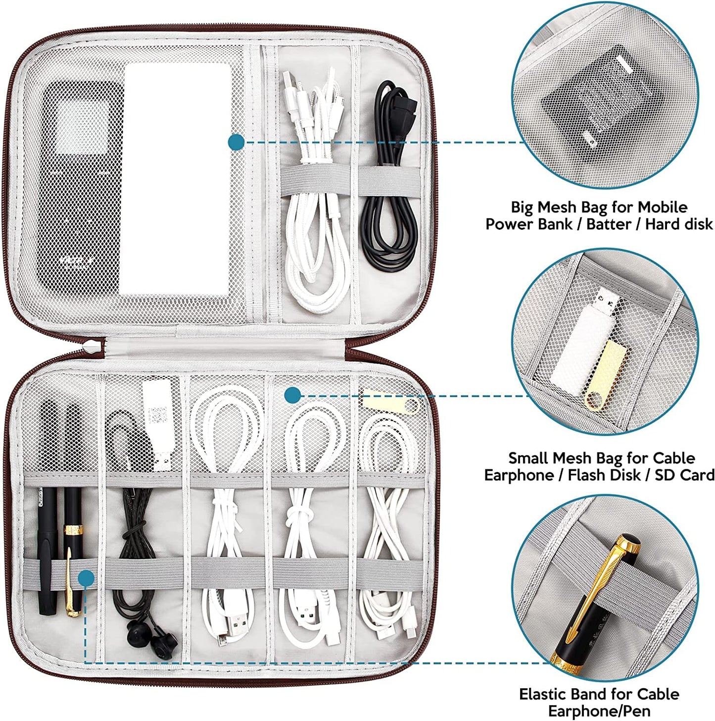 Electronics Organizer Bag Waterproof Carrying Pouch