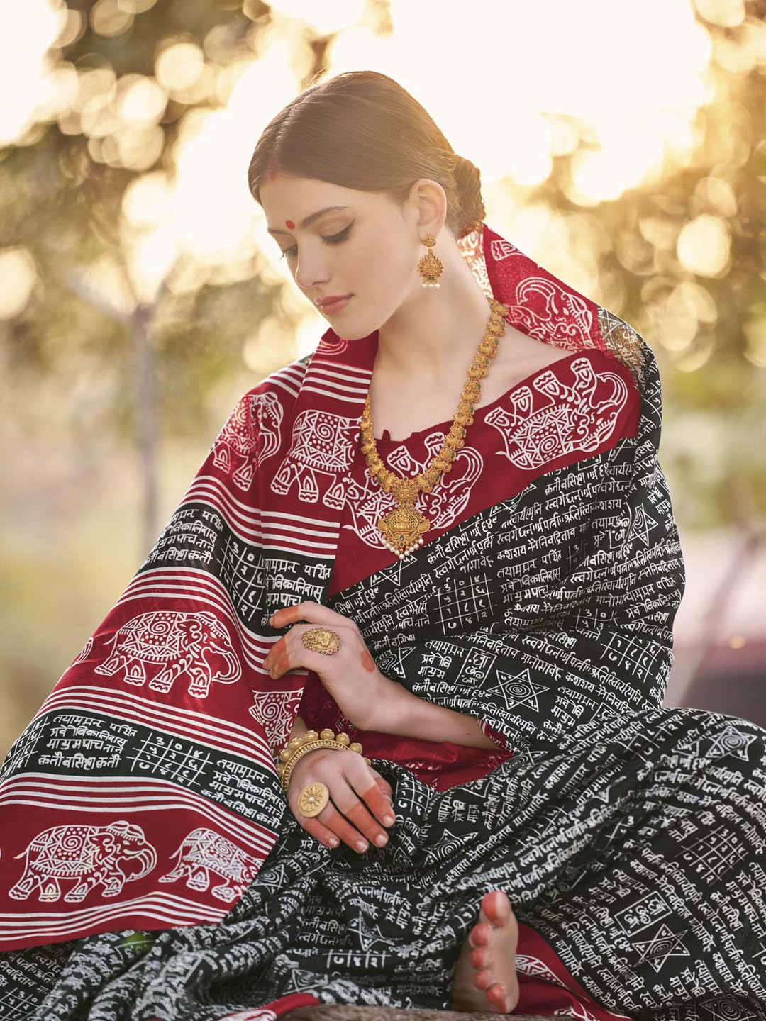 Women's Bhagalpuri Silk Ethnic Motif Printed Saree