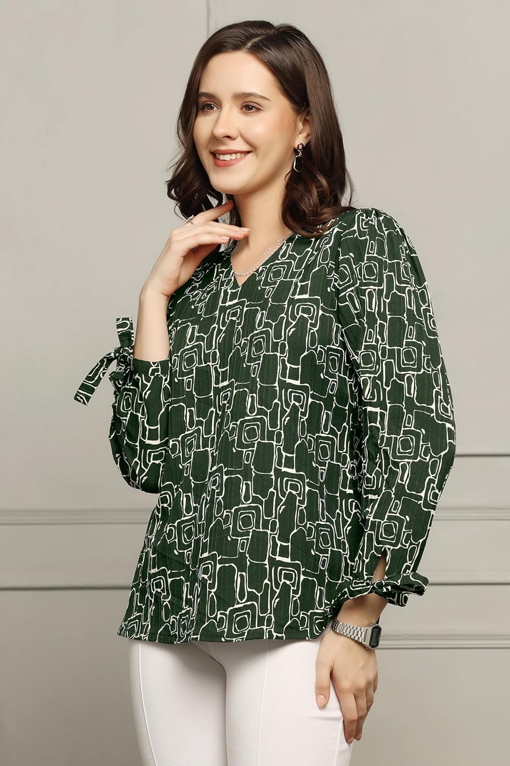 Fashion Dream Woman's Cotton Blend Abstract Printed Regular Fit Top - Casual Stylish Top for Women