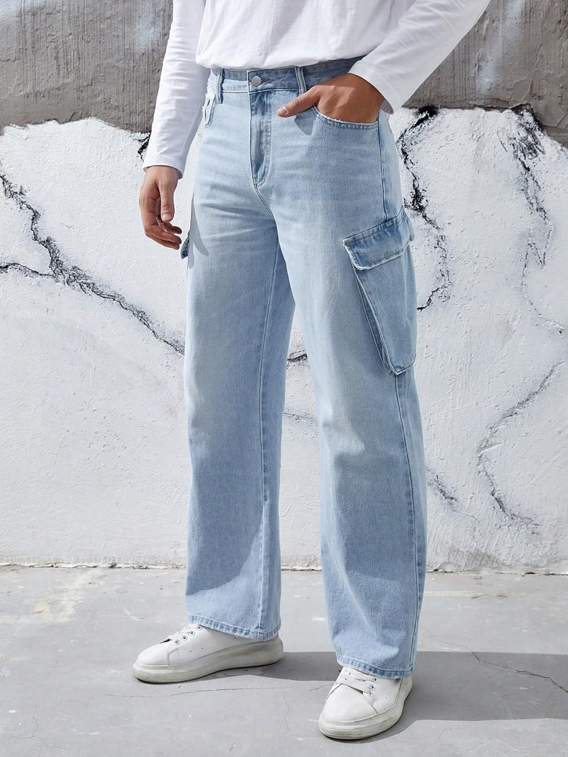 KOTTY Mens's Trendy Denim Cargo Jeans