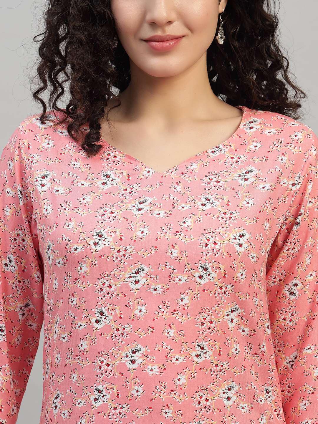 VEERSTOW Women's Cotton Short Kurti 3/4 Sleeve
