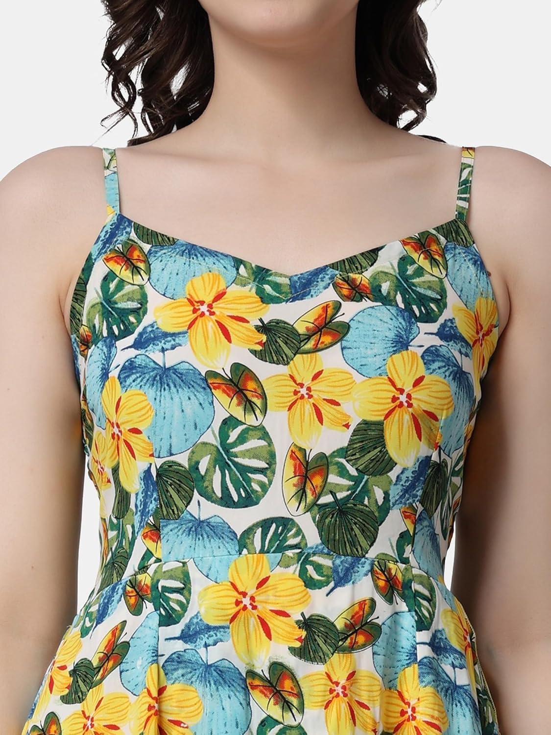 POPWINGS Casual Floral Printed Maxi Length Fit & Flare Dress for Women || Summer Dress for Women || Flare Maxi Dress for Women Stylish || Sleeveless Dress for Women