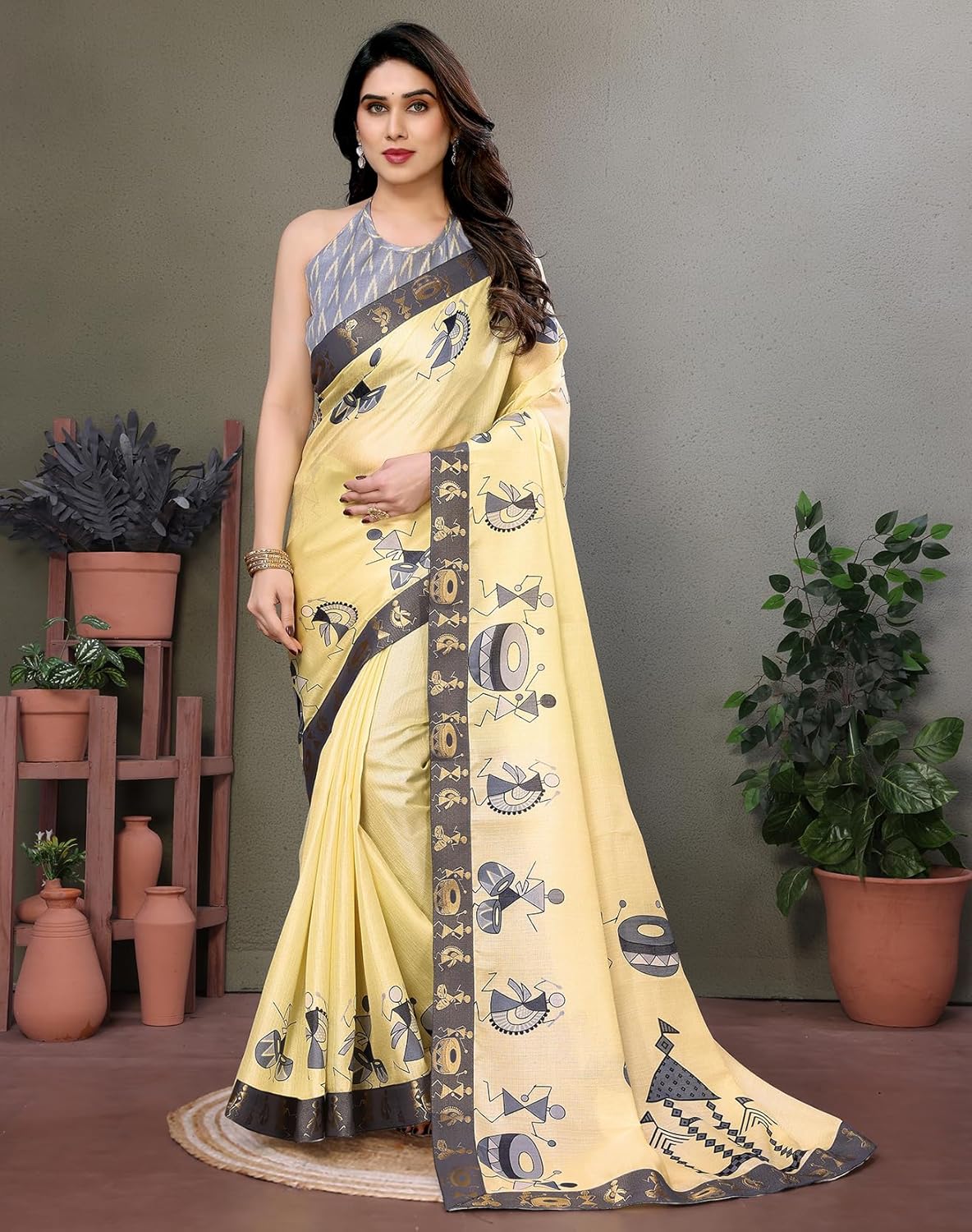 Yashika Women's Printed Kalamkari Art Silk Saree