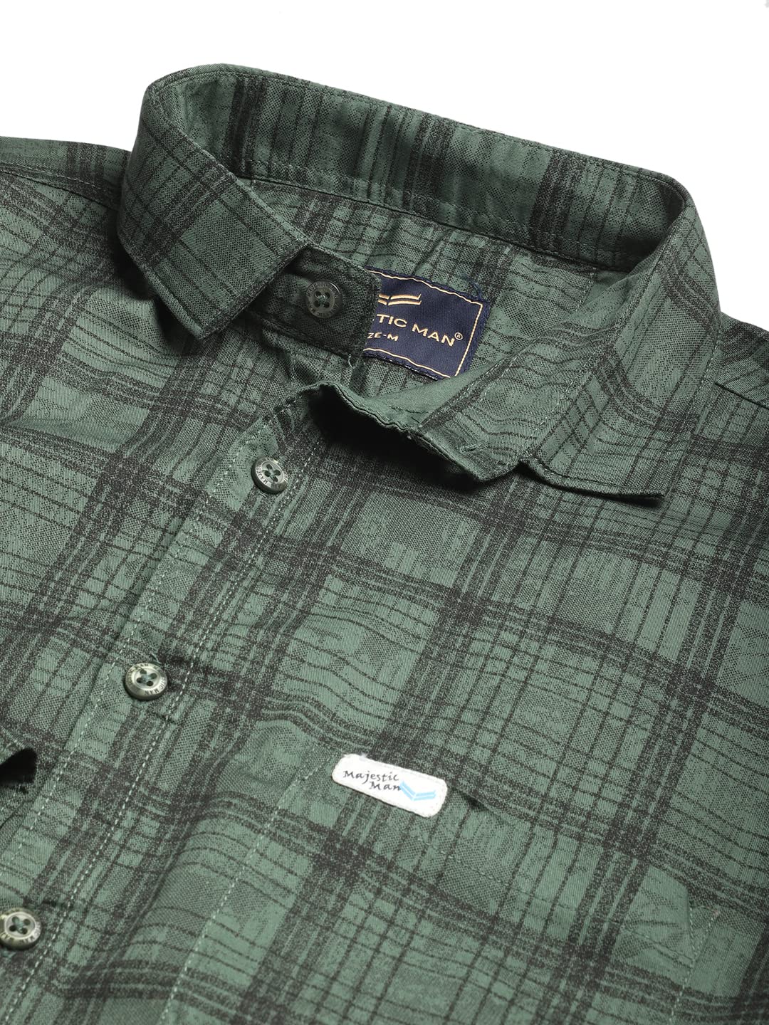 Majestic Man Cotton Checkered Slim Fit Casual Shirt