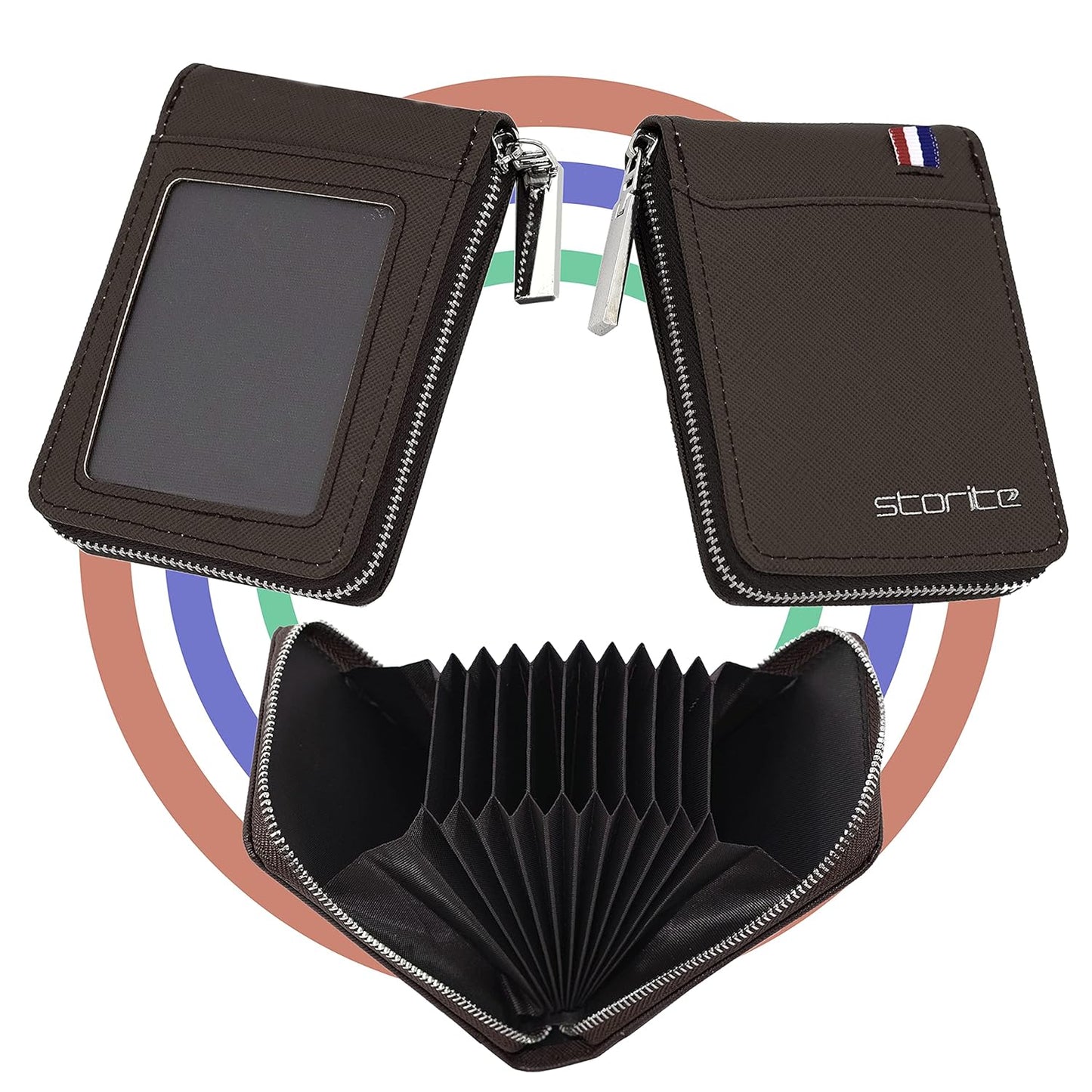 Storite PU Leather 9 Slot Vertical Credit Debit Card