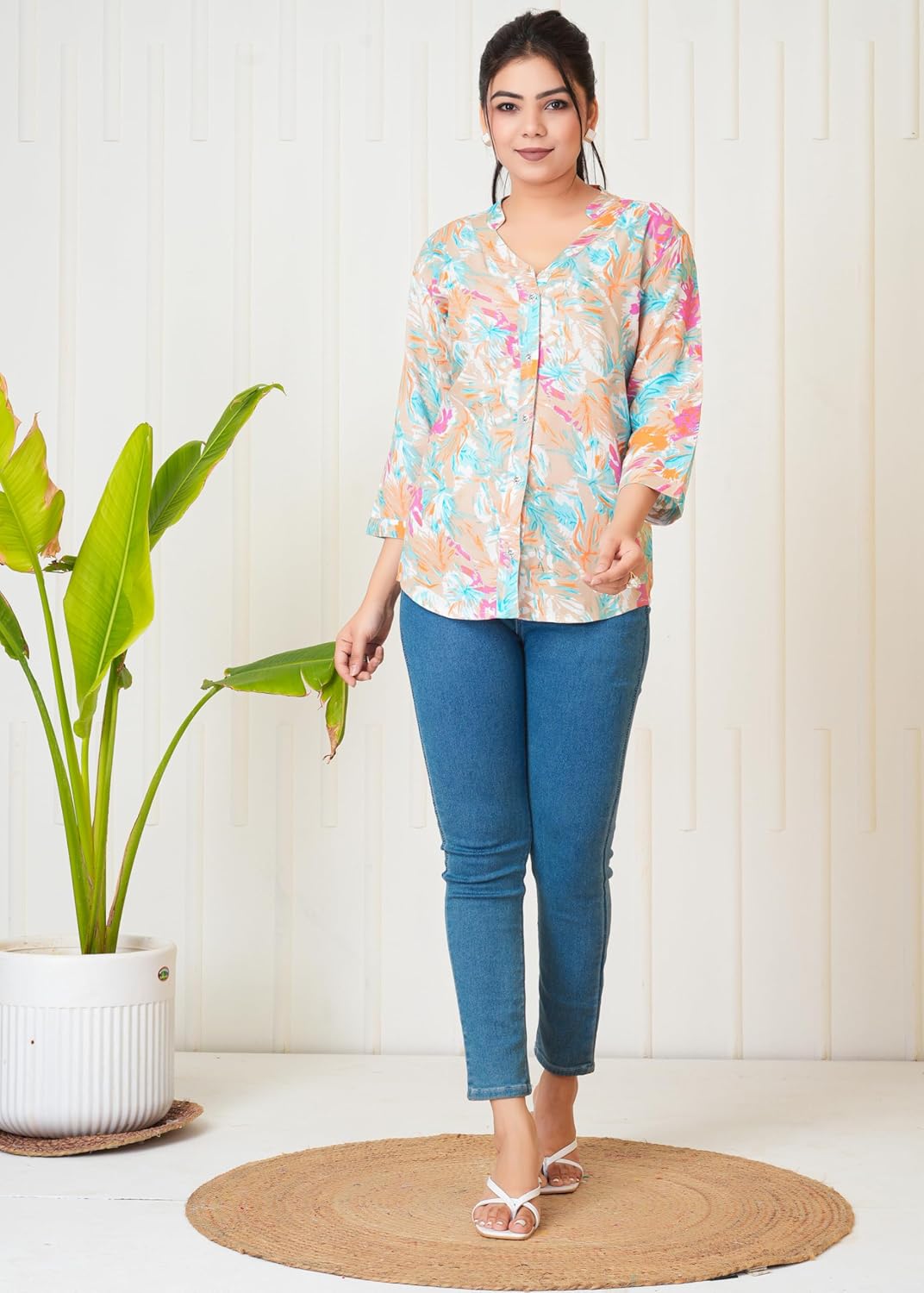 Lamenda Fashions Floral Printed Shirt Style Top