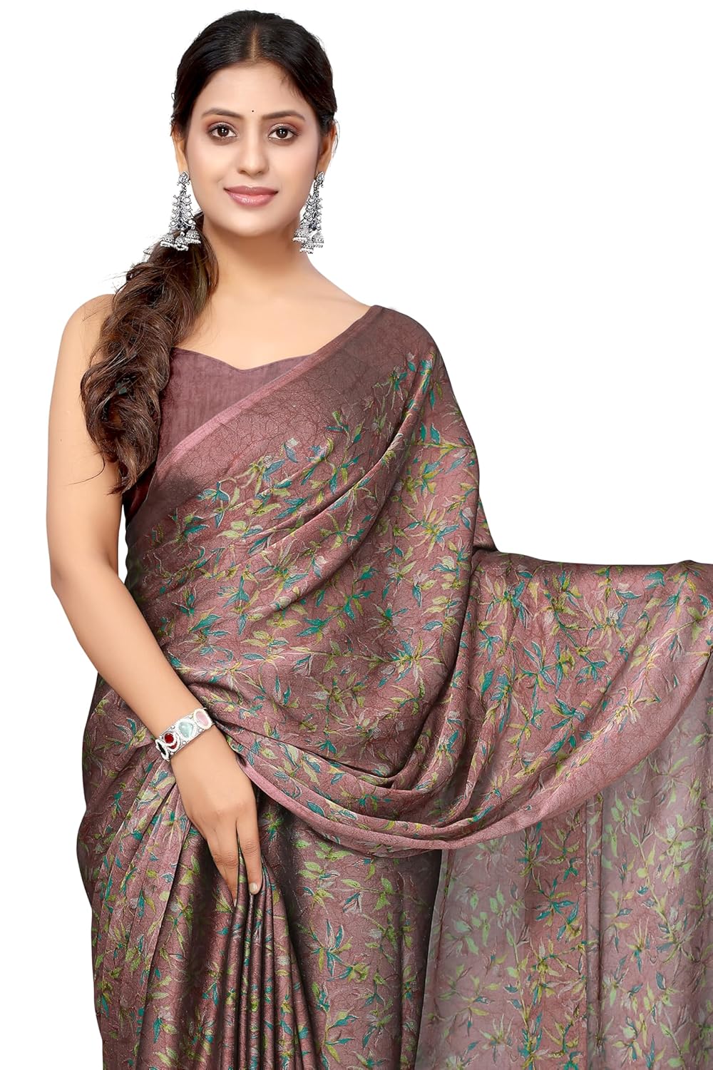 Women's Chiffon Floral Printed Saree with Blouse Piece