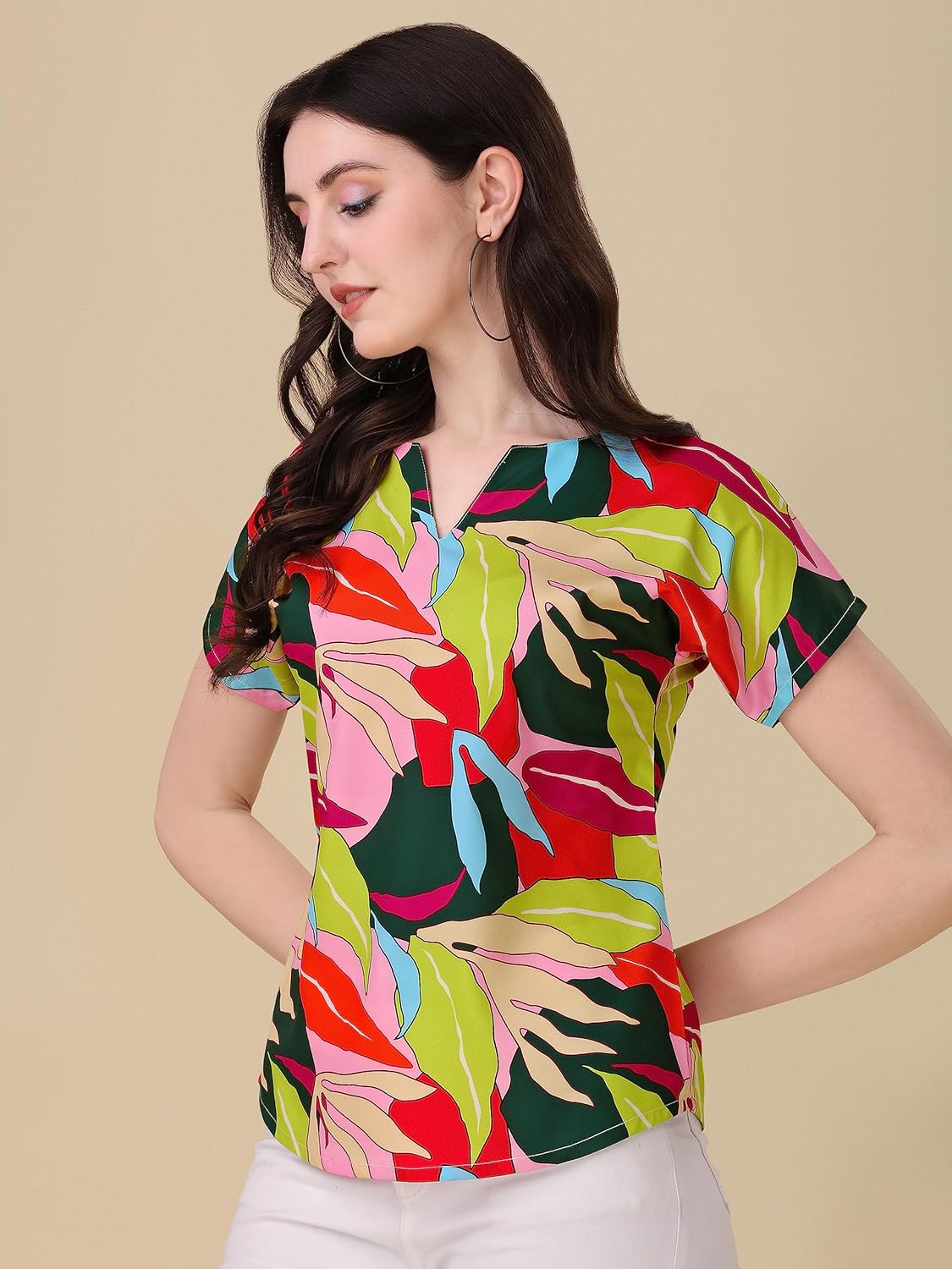 Sheetal Associates Women's Casual Regular Sleeves Printed Top,Multicolor