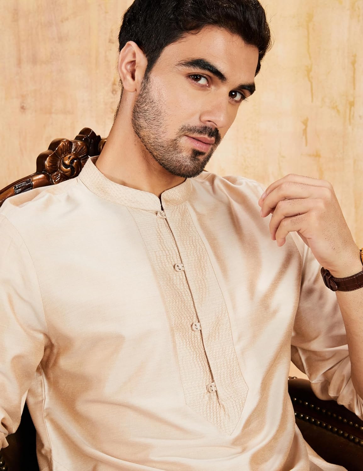Symbol Men's Rayon Blend Festive Solid Long Kurta (Regular Fit)