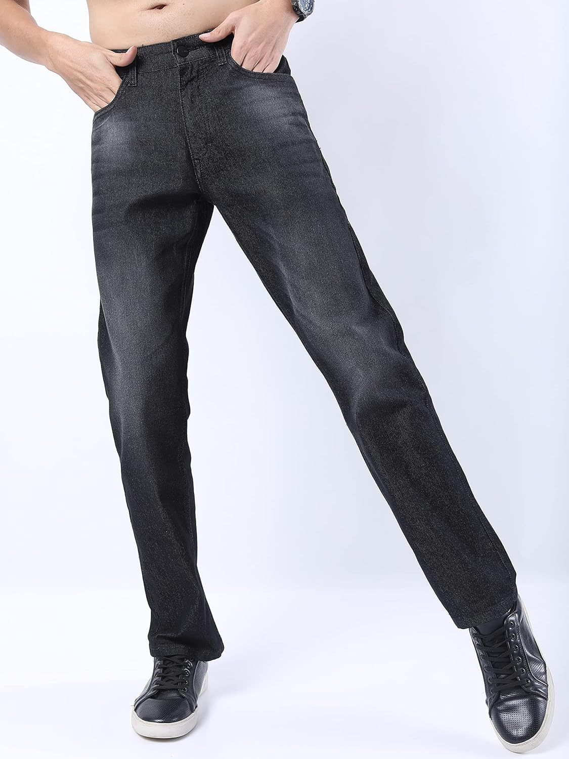 KETCH Men's Straight Fit Mid Rise Jeans (Stretchable)