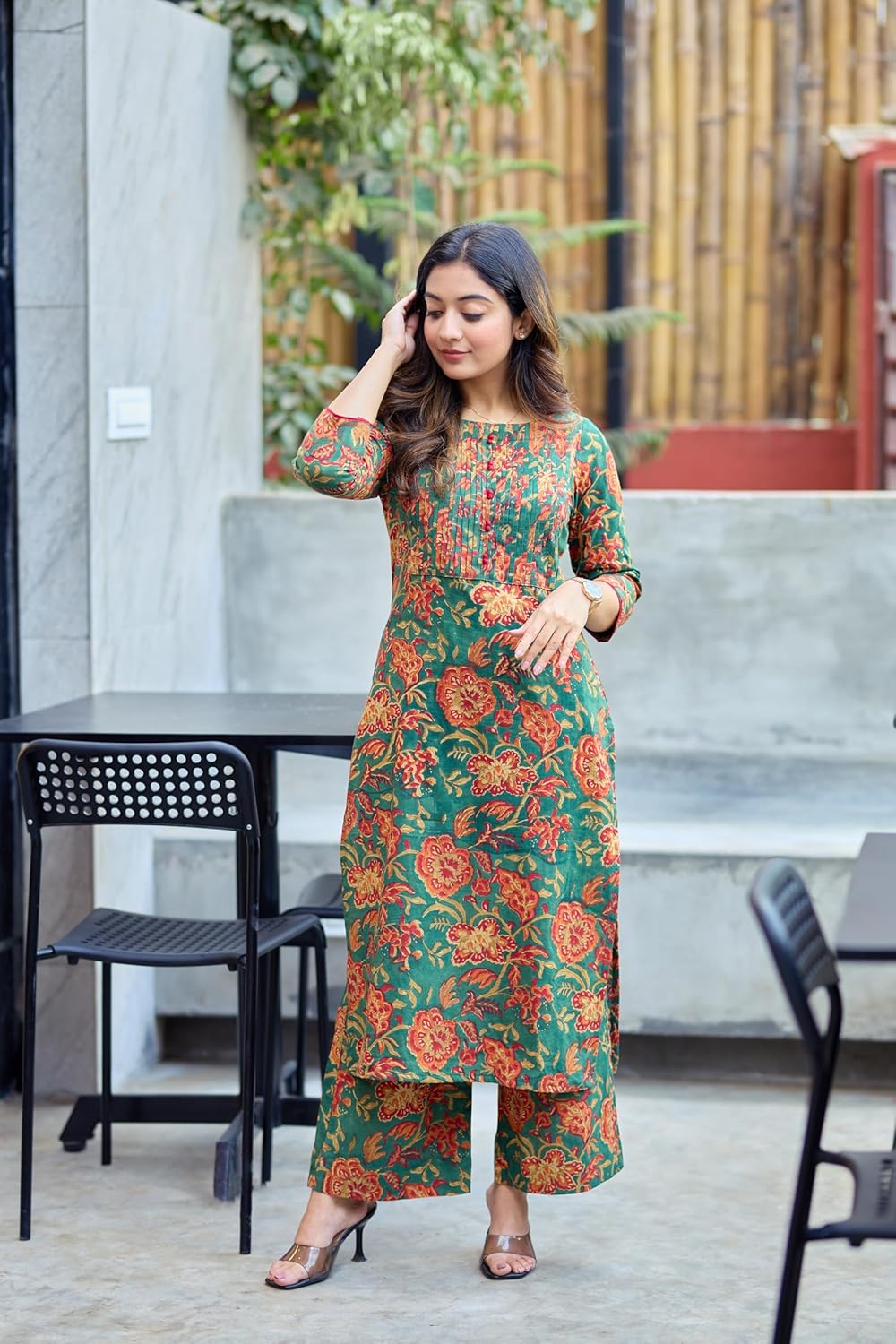 Women's Rayon Viscose Straight Printed Kurta with Pant