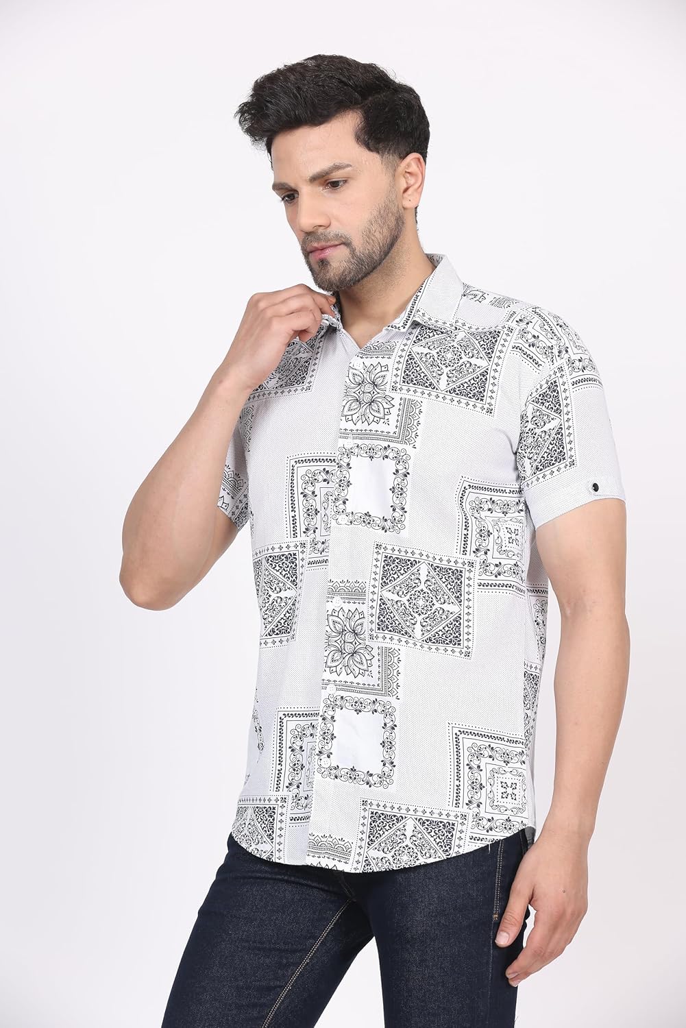 CVC Men's Regular Fit Half Sleeve Printed Shirt