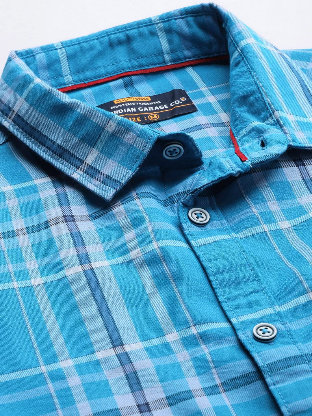The Indian Garage Co Men's Cotton Slim Fit Checkered