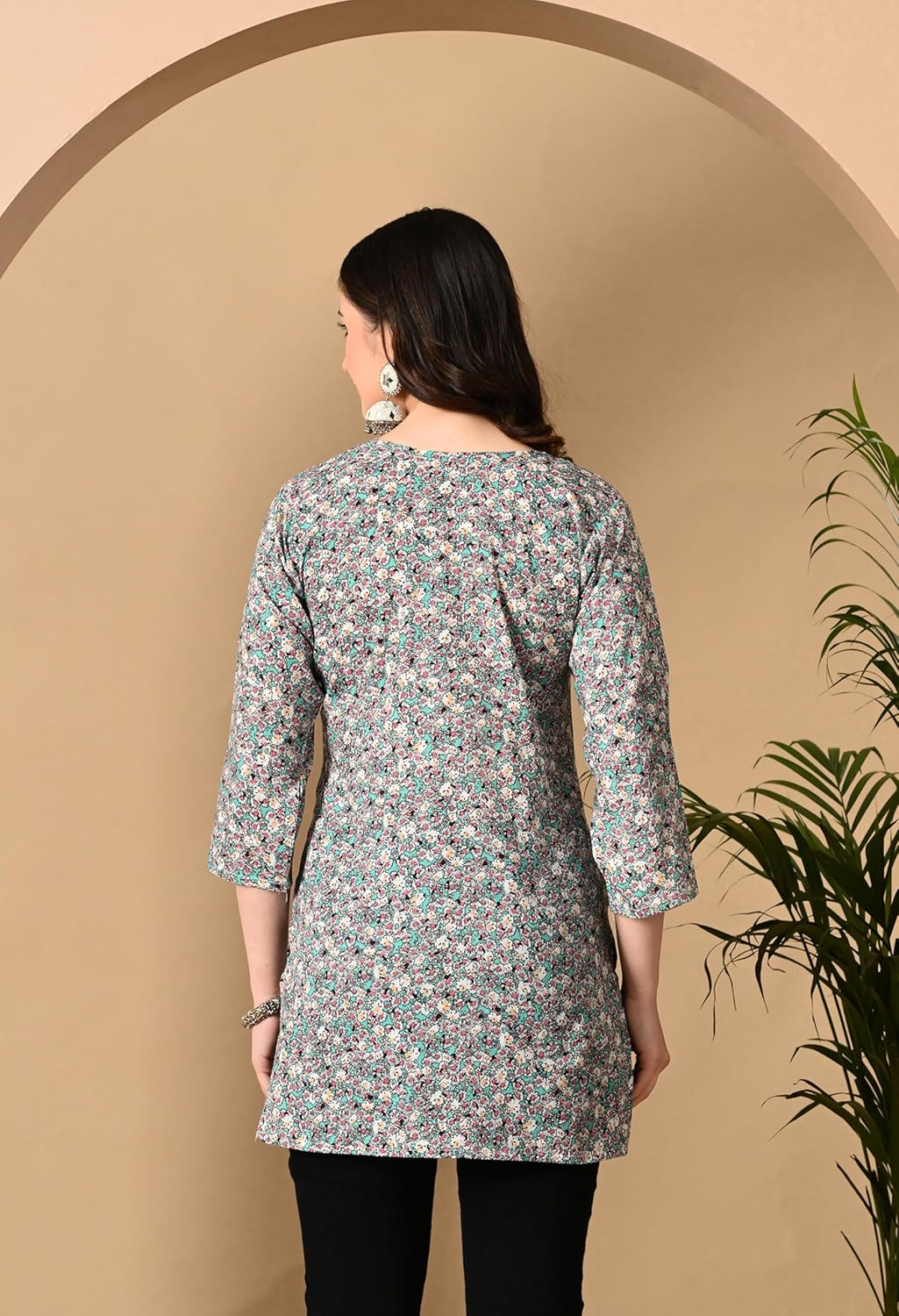 Liboza Cotton Short Kurti for Women V-Neck Shape