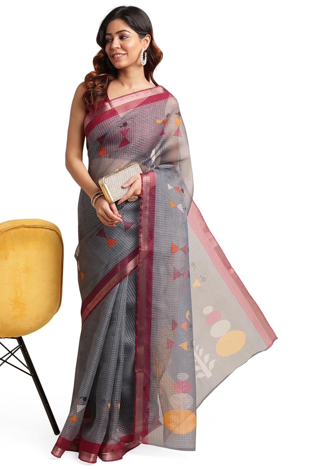 Women's Kota Floral Printed Saree with Blouse Piece