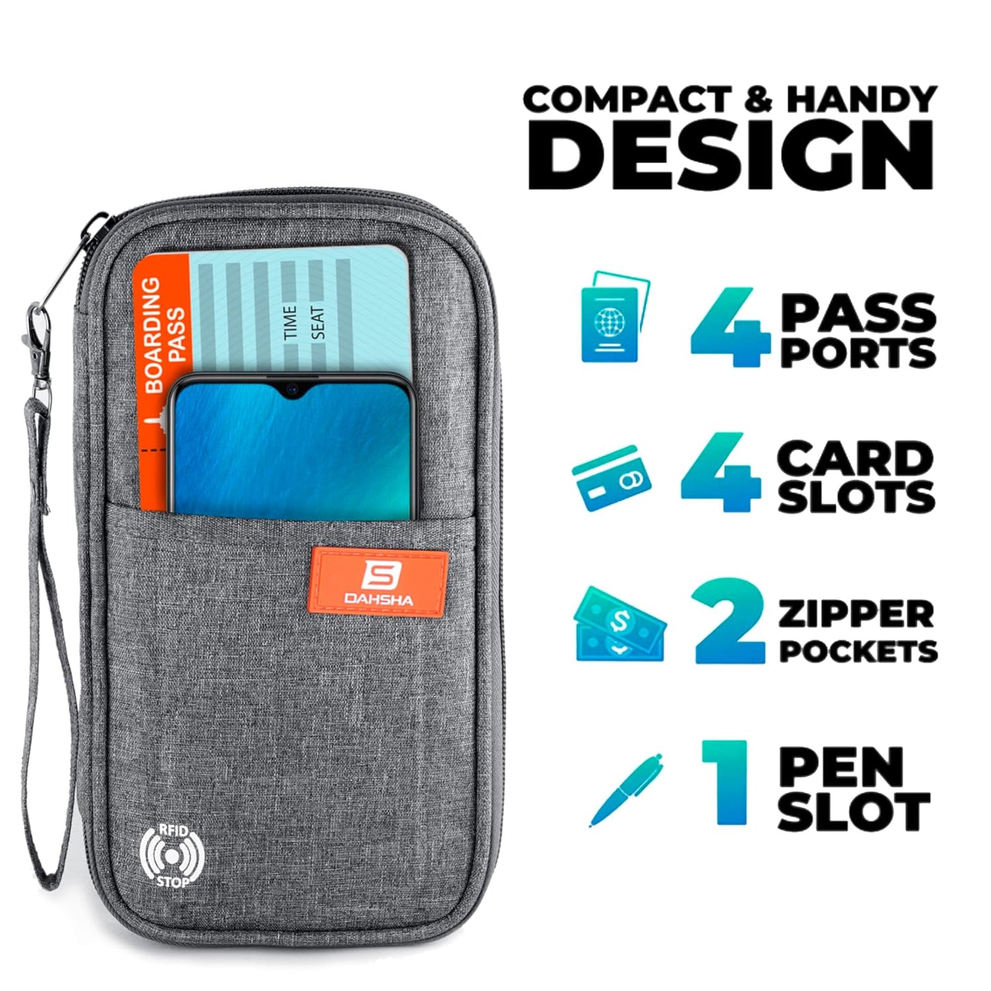 DAHSHA Fabric Travel Family Passport Holder Card